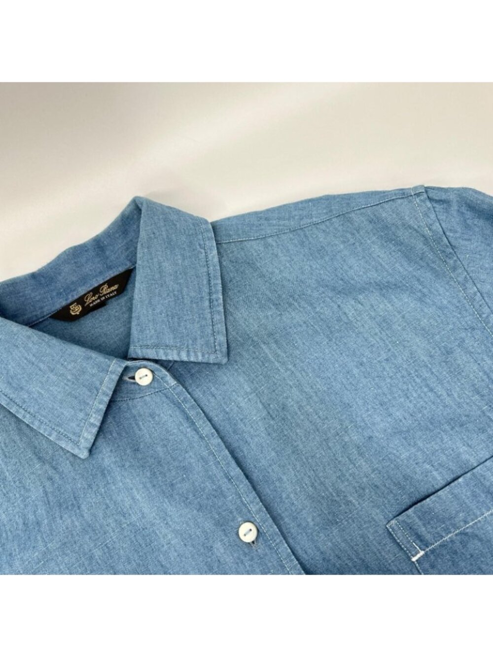Loro Piana Light Blue Cotton Linen Shirt - Picture 7 of 9